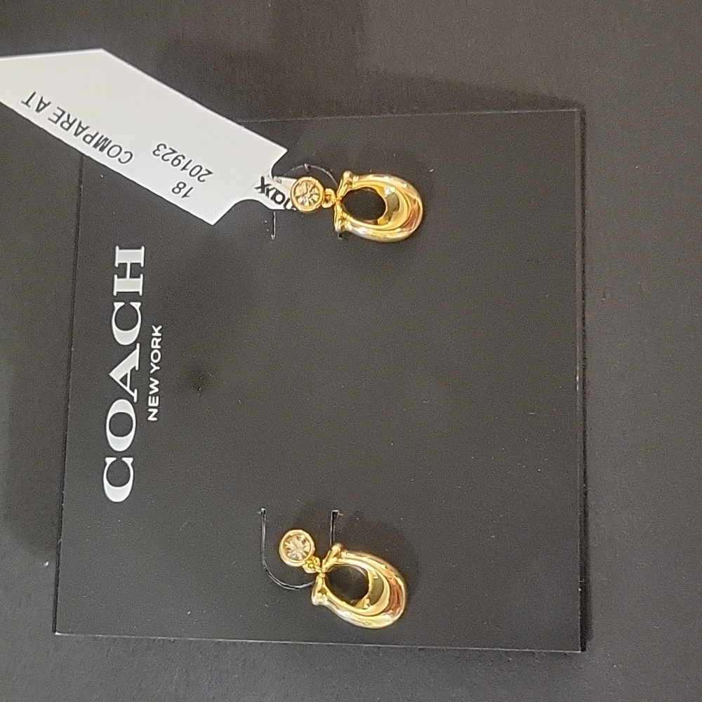 NWT Coach Gold Signature "C" Dangle Earrings